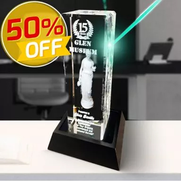 3D Crystal Tall Pillar Award